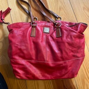 Dooney & Bourke Red Leather Tote Bag